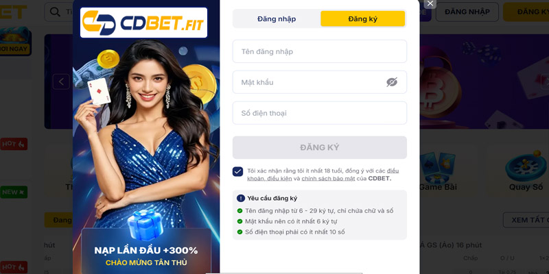 Các bước đăng ký Cdbet siêu dễ dàng và đơn giản